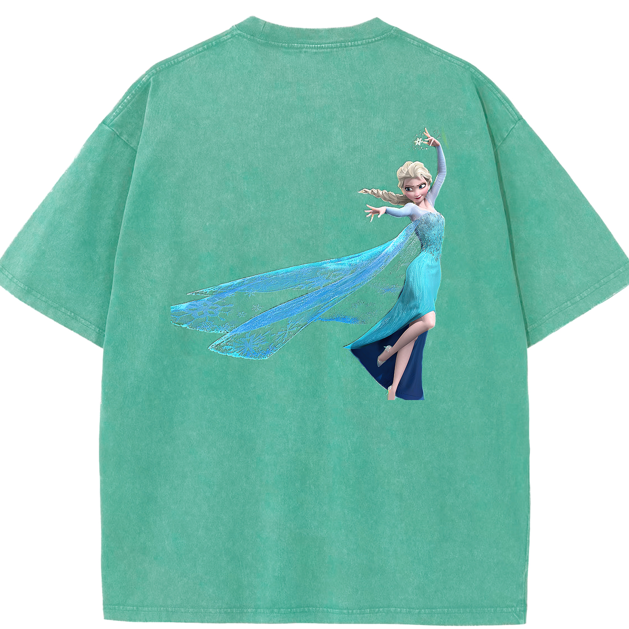 （画像用） アナと雪の女王 アンナ エルサ Frozen Anna Elsa 綿100% ヴィンテージ風 半袖Tシャツ（背面プリント）
